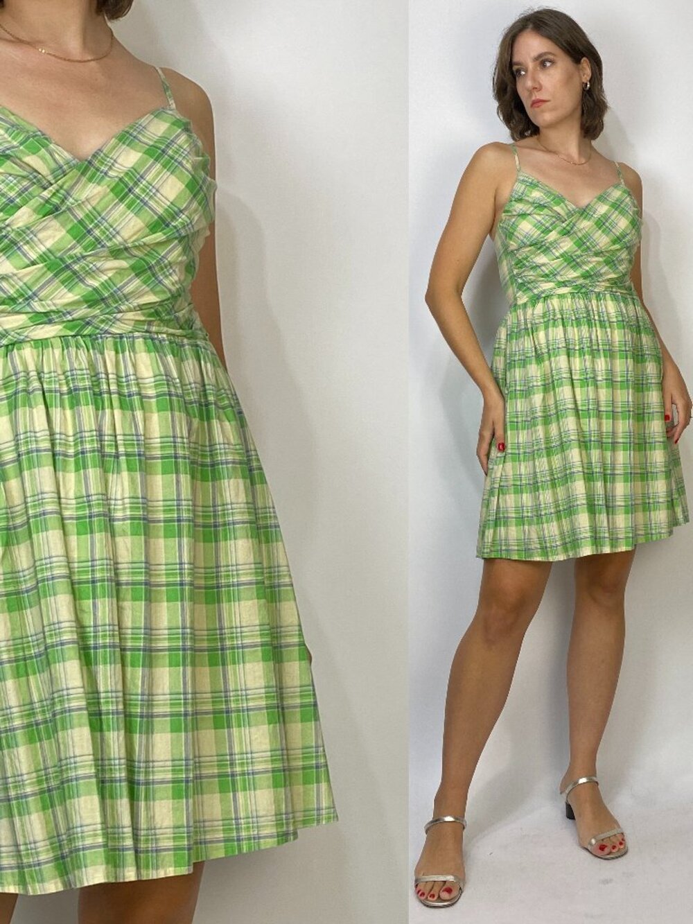 Vintage 1990s FREDERICK'S of HOLLYWOOD Plaid Wrap Dress -- Small to Medium